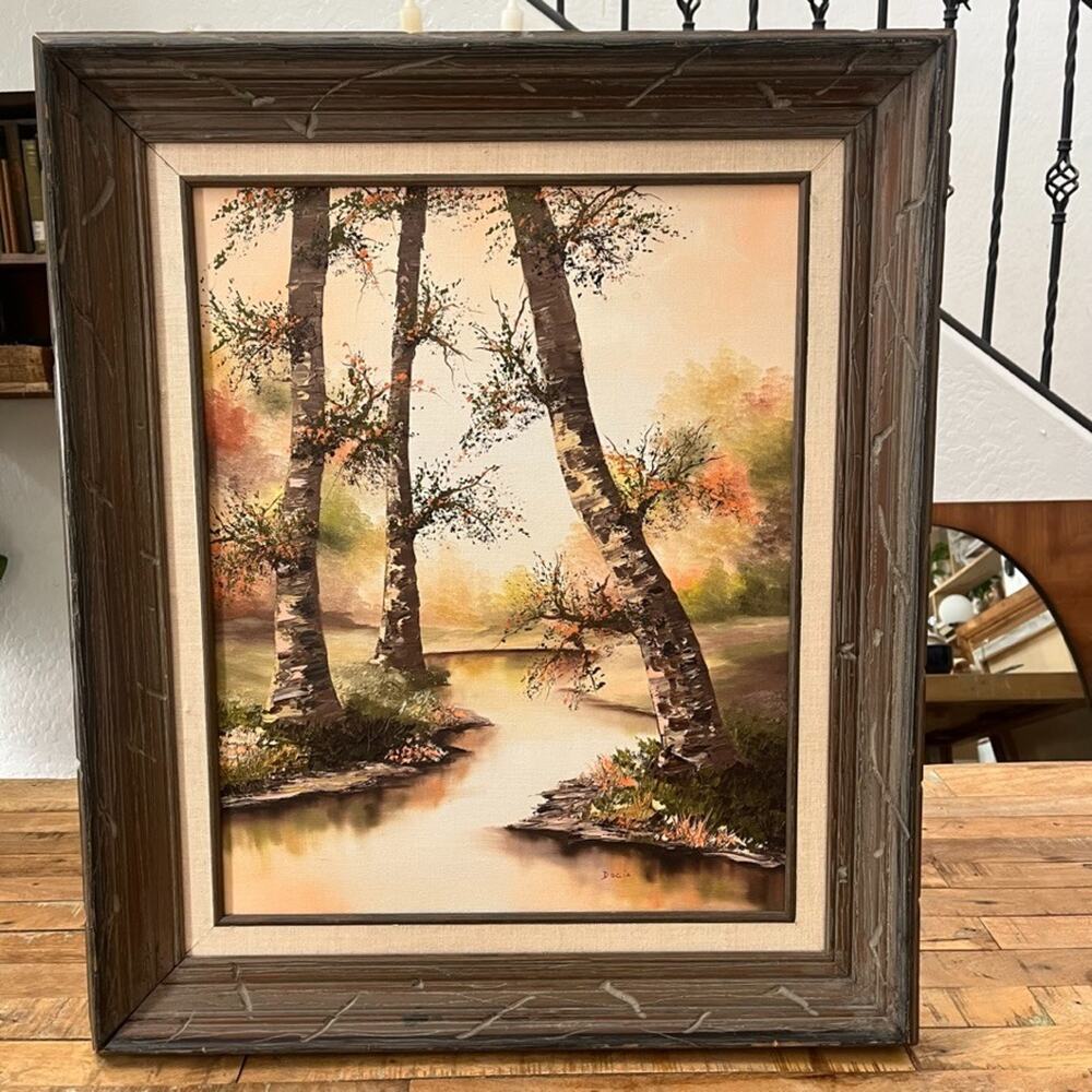 Impressionism Landscape Oil Painting Autumn Woodland Landscape Calm River